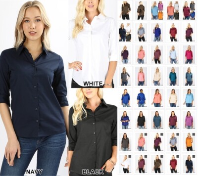 stretch dress shirt women's